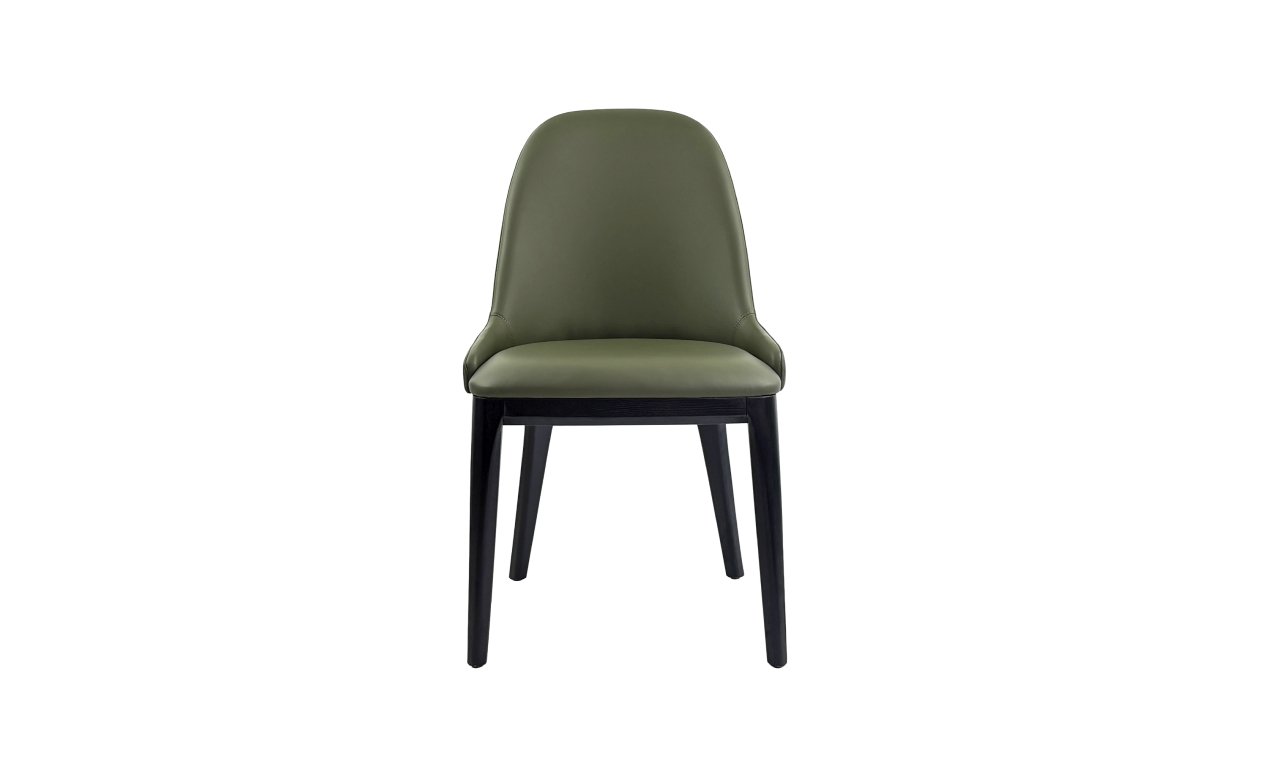 SCHILLER DINING CHAIR LEATHER OLIVE GREEN